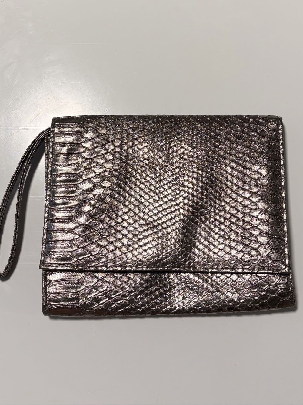 Neiman Marcus Textured Metallic Wristlet Clutch